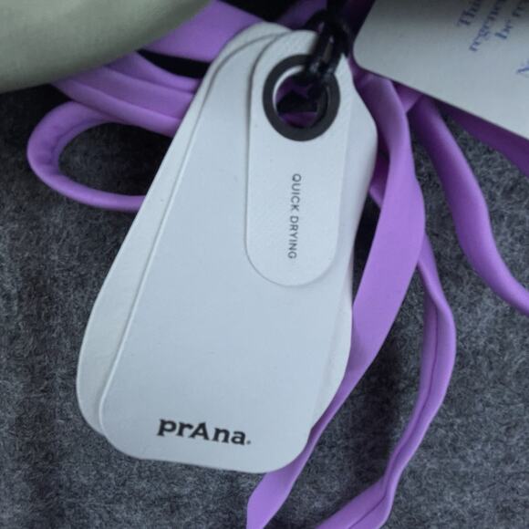 Prana Swimsuit Bikini Top Womens Small Tulum Black Color Block Pink Green - Picture 6 of 11